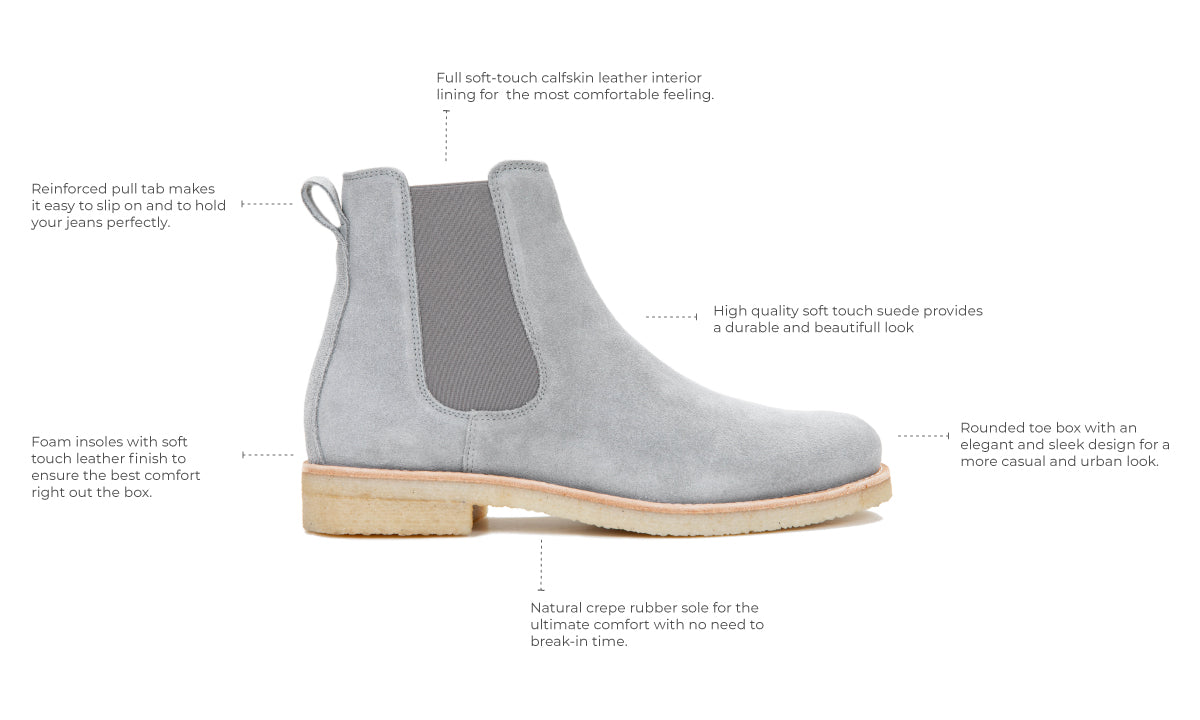Lordya Chelsea Boots Light Grey suede