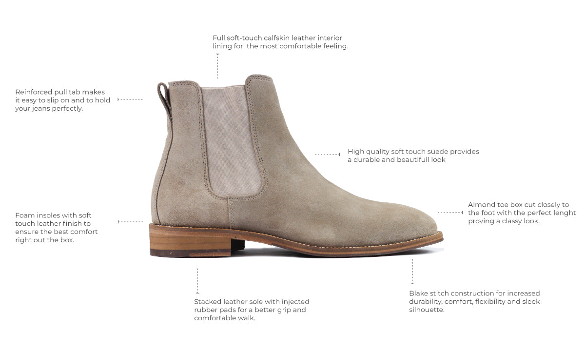 Lordya Boots Mens 46 Gray Chelsea Nubuck Leather Suede Crepe Sole Ankle Boots Desert Gray Chelsea Boots Mens Lordya Chelsea Boots Light  main image 3