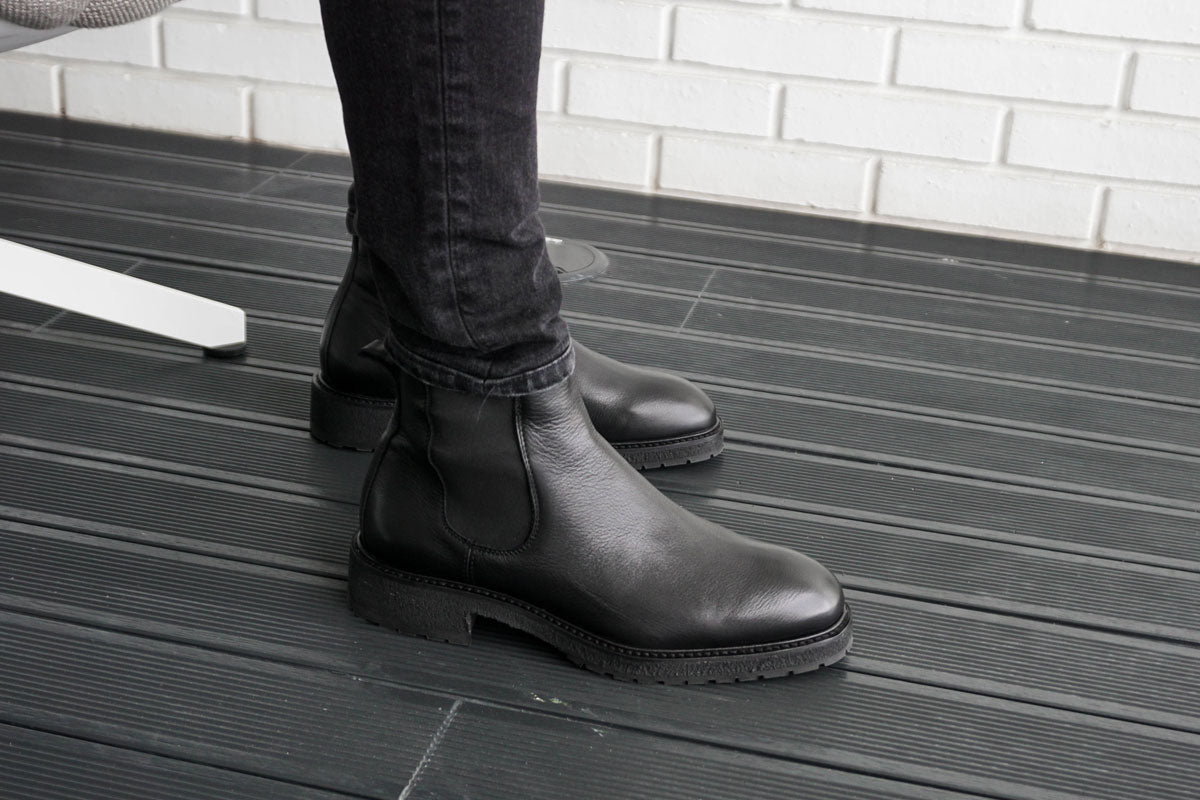 Lordya Suede Chelsea Boots in Washed Black Size 10 Lordya Chelsea Boots - Black Leather- Lordya main image 3