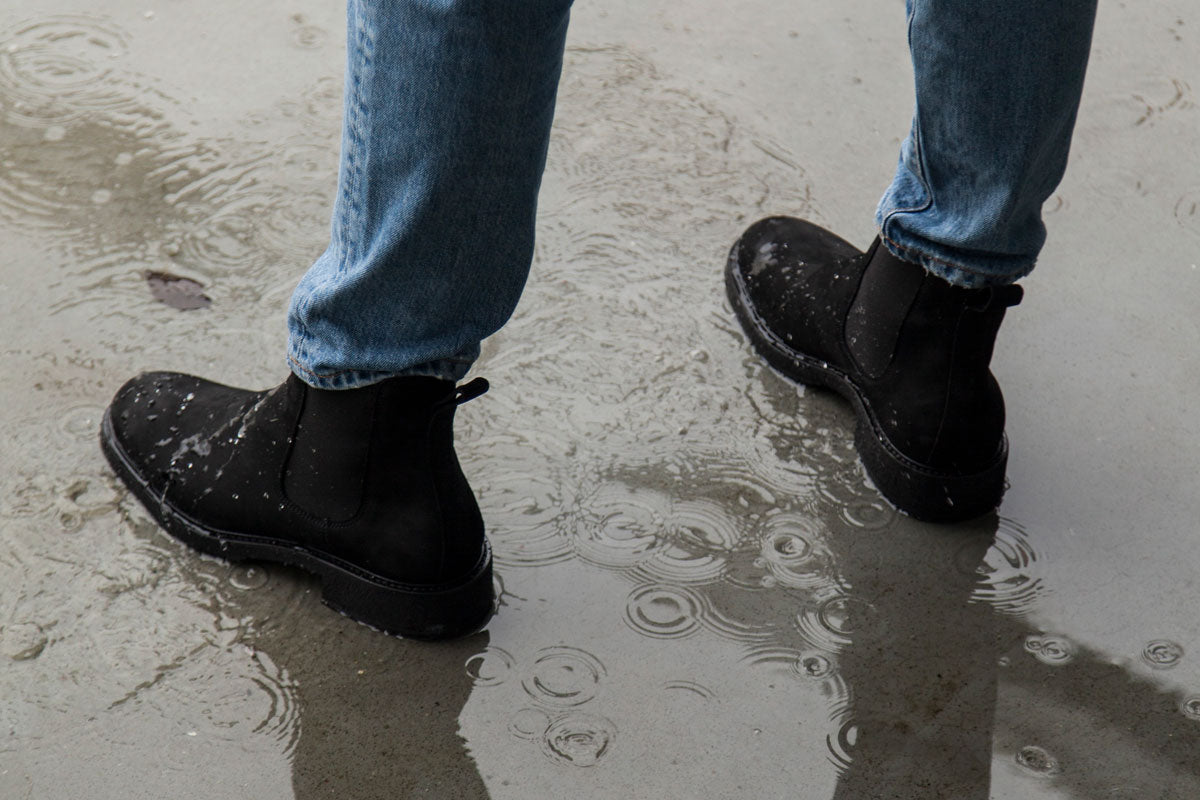 Lordya Suede Chelsea Boots in Washed Black Size 10 Lordya Chelsea Boots - Black Leather- Lordya main image 4