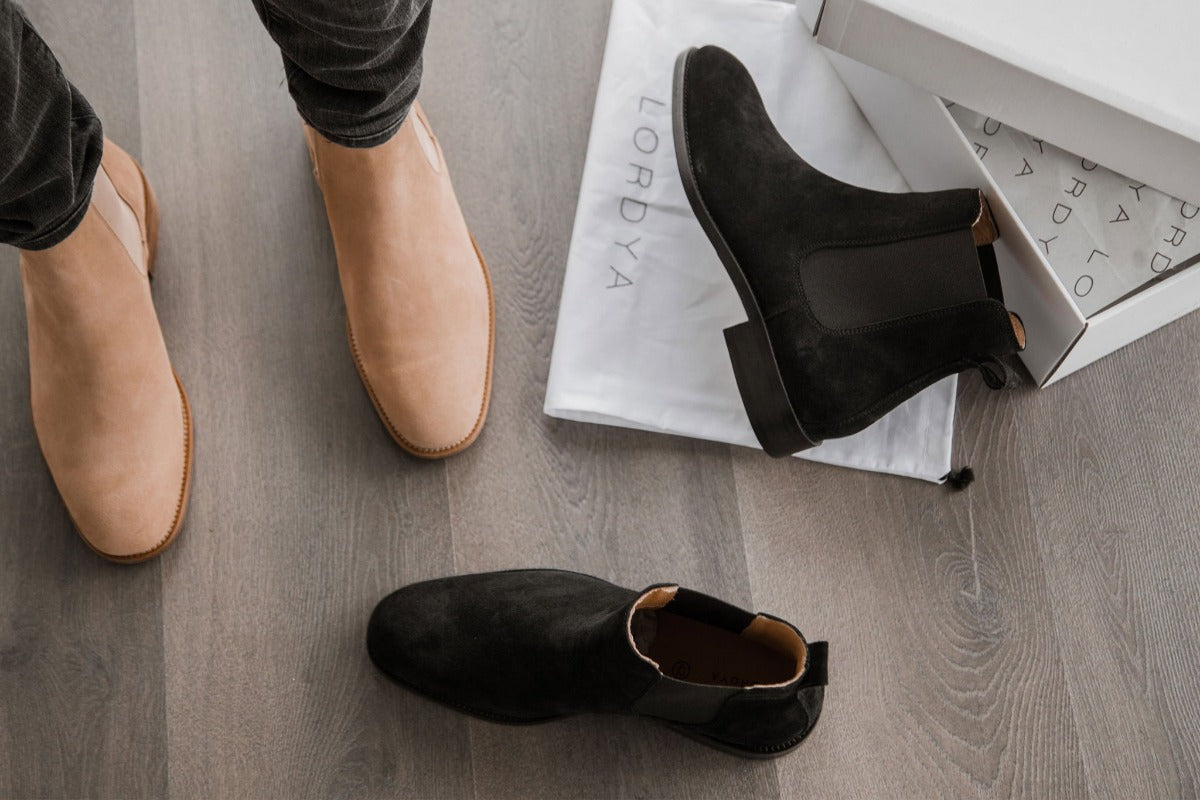 Lordya Suede Chelsea Boots in Washed Black Size 10 Lordya Chelsea Boots - Black Leather- Lordya main image 2
